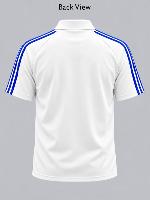 Team India New White and Blue Polo T-Shirt with Big Stripes, premium sports fabric and regular fit by TeeHub.