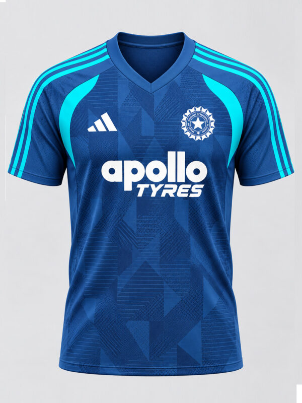 TI-PRAC-NEW-F1 Team India New Blue Training Jersey with premium sports fabric and regular fit by TeeHub.
