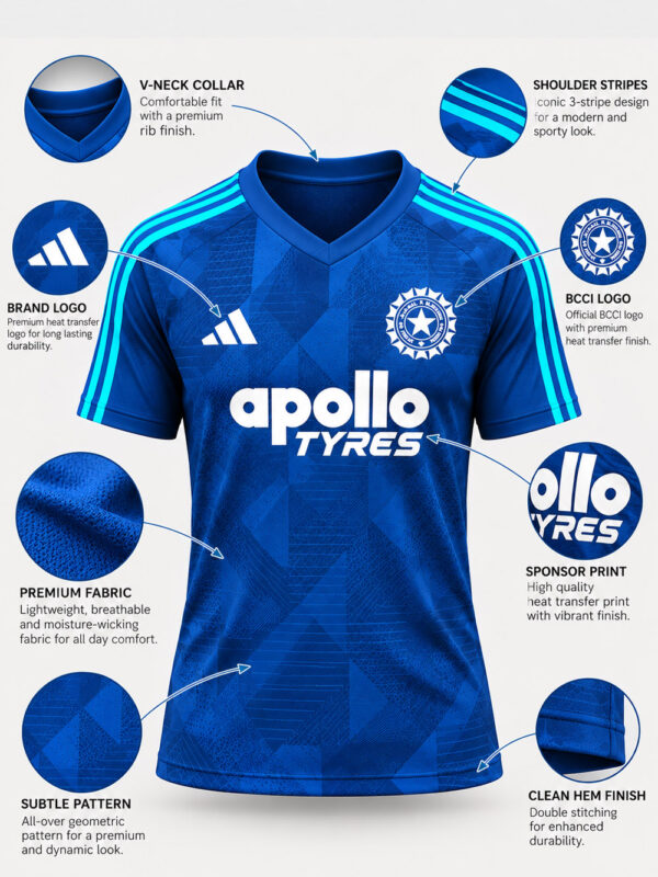 Team India New Blue Training Jersey | Limited Edition 3 Team India New Blue Training Jersey for cricket players and fans, available from TeeHub.